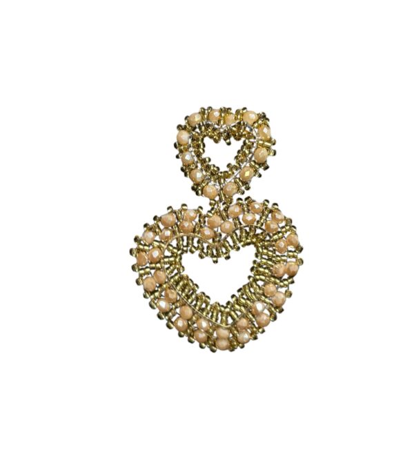 Camel beading heart earrings