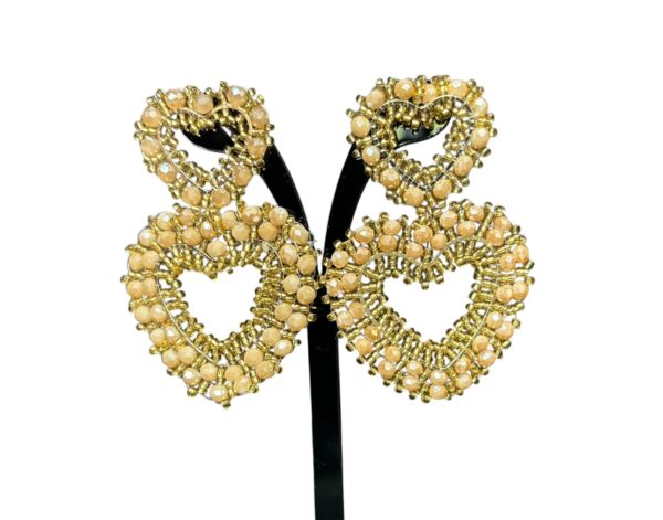 Camel beading heart earrings - Image 2