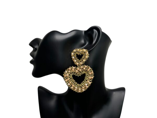Camel beading heart earrings - Image 3