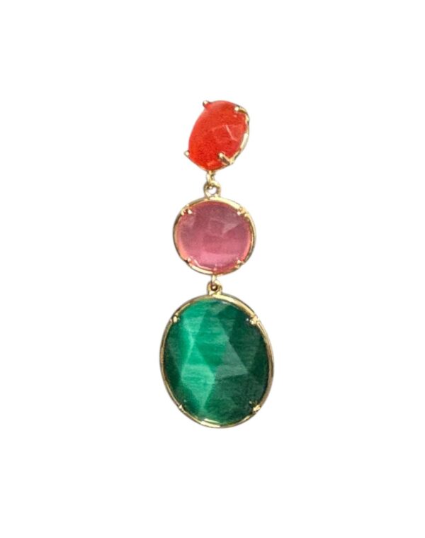 Colourful earrings with Cat eyes Orange - Image 3