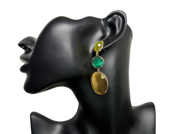 Colourful earrings with Cat eyes yellow - Image 2
