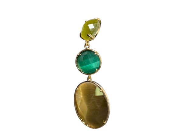 Colourful earrings with Cat eyes yellow - Image 3