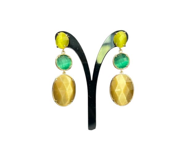 Colourful earrings with Cat eyes yellow