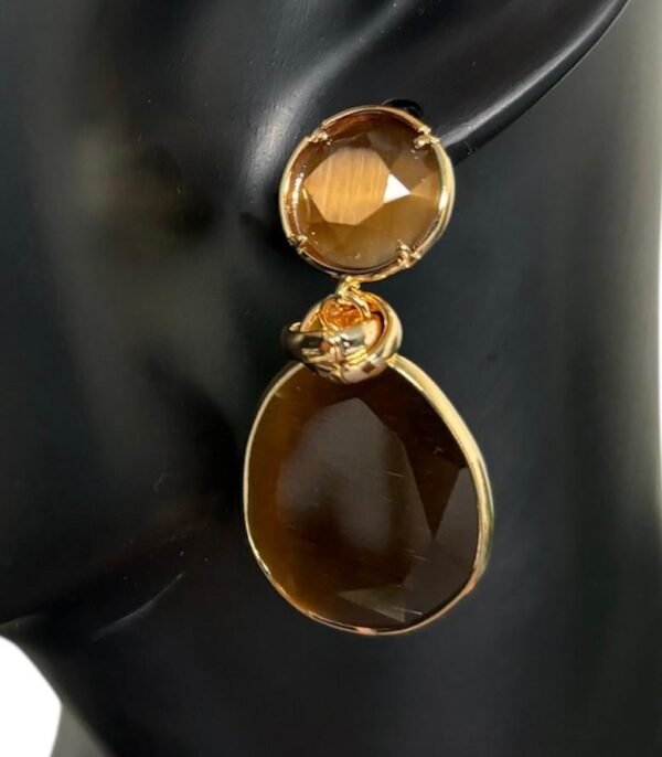 Elegant Brown stone earrings - Image 2