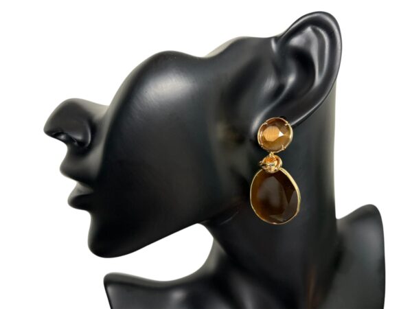 Elegant Brown stone earrings - Image 3