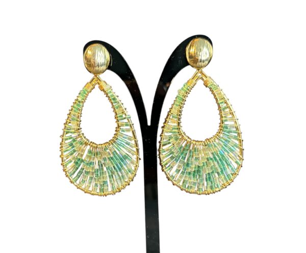 Green beads Stylish earrings