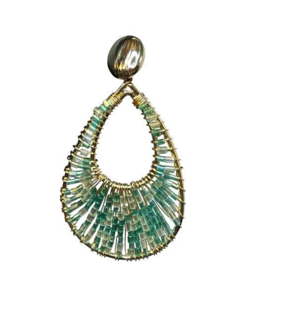 Green beads Stylish earrings - Image 2