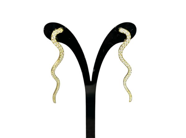 Long wave stud earrings - Image 3