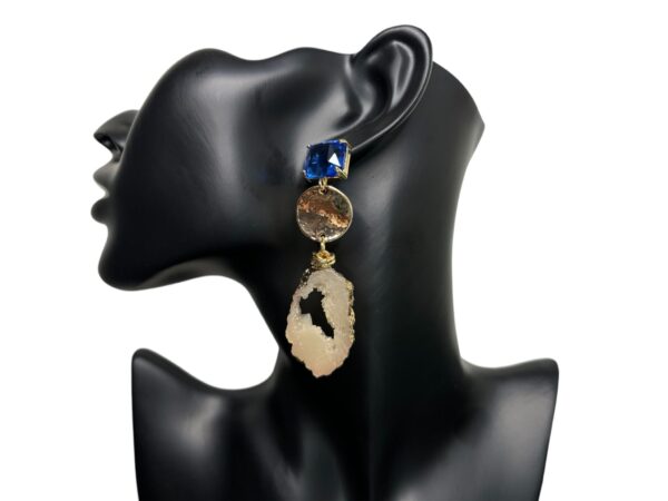 Look alike lava with Blue stone earrings - Image 2