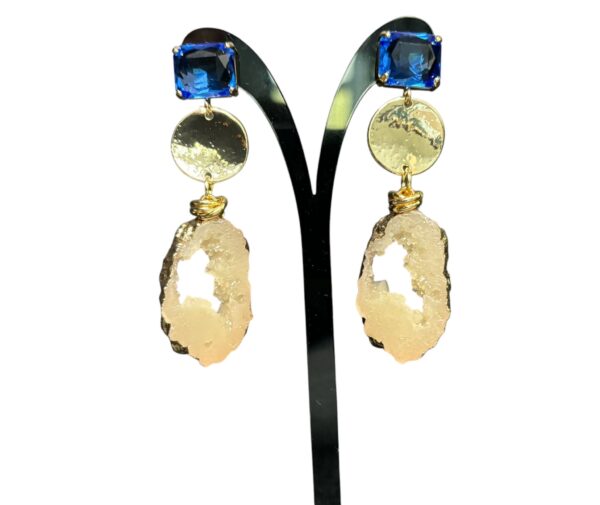 Look alike lava with Blue stone earrings