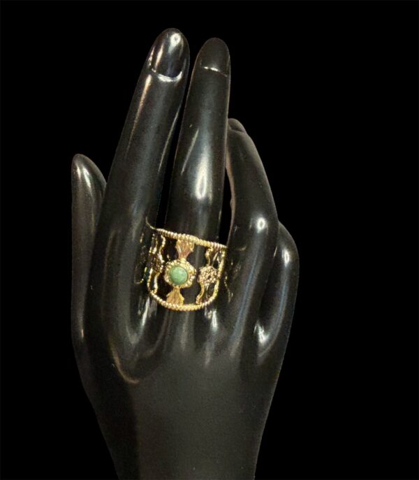 Stainless steel Ring + Green Stone - Image 2