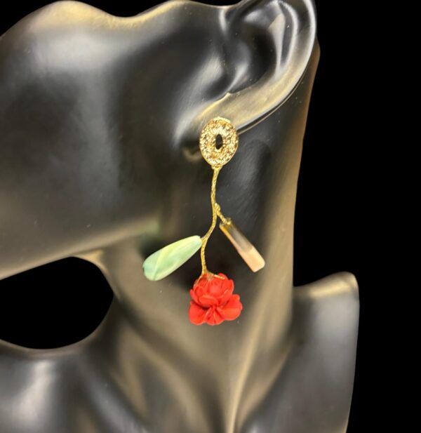 Lady Flamingo with brass studs earrings