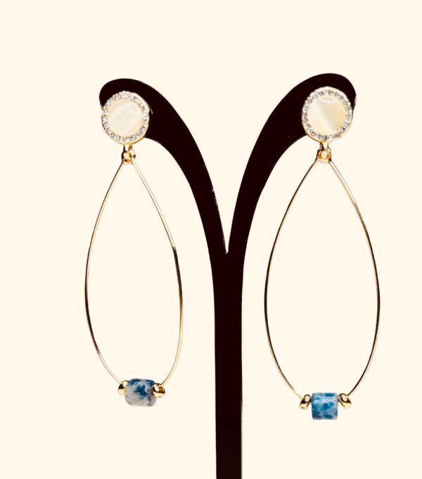 Hanging Teardrops with natural blue Jasper bead - Image 2