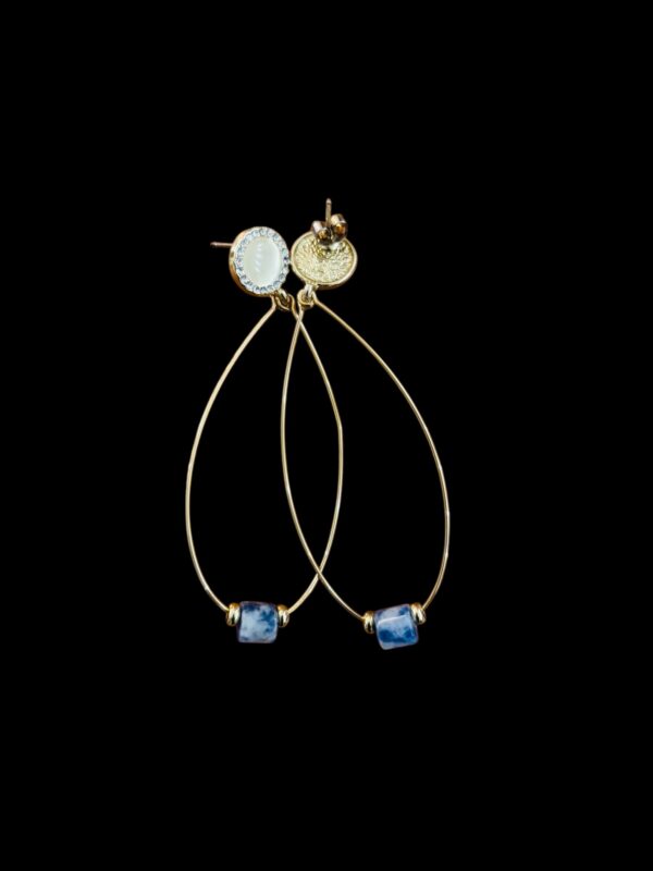 Hanging Teardrops with natural blue Jasper bead - Image 3