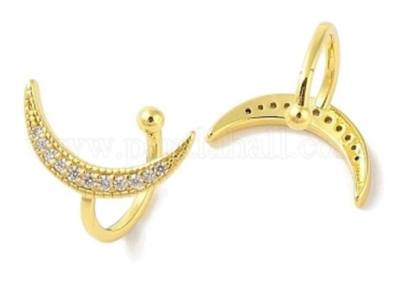 Moon Brass earrings with zirkonia single cuff - Image 2