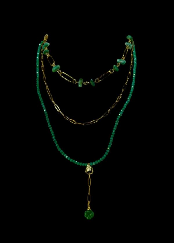 Green neckles with facet beads - Image 2