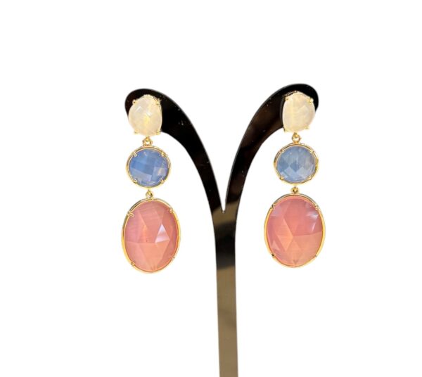 Colourful earrings with cat eyes Pink - Image 2