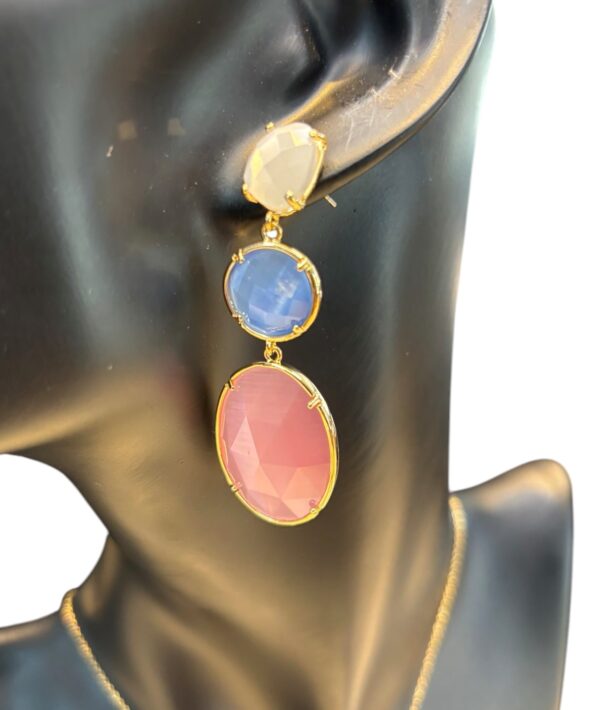 Colourful earrings with cat eyes Pink