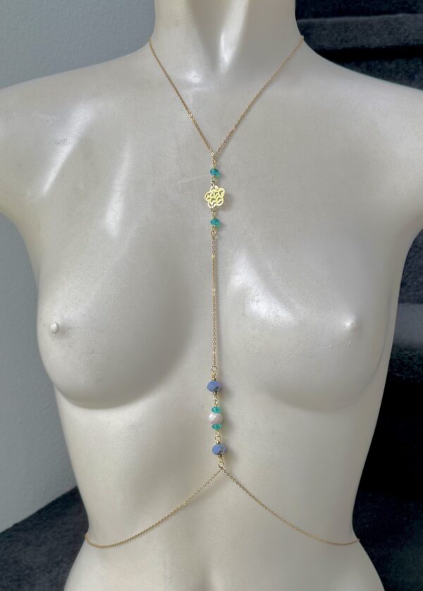Sexy body chain with glass facet beads
